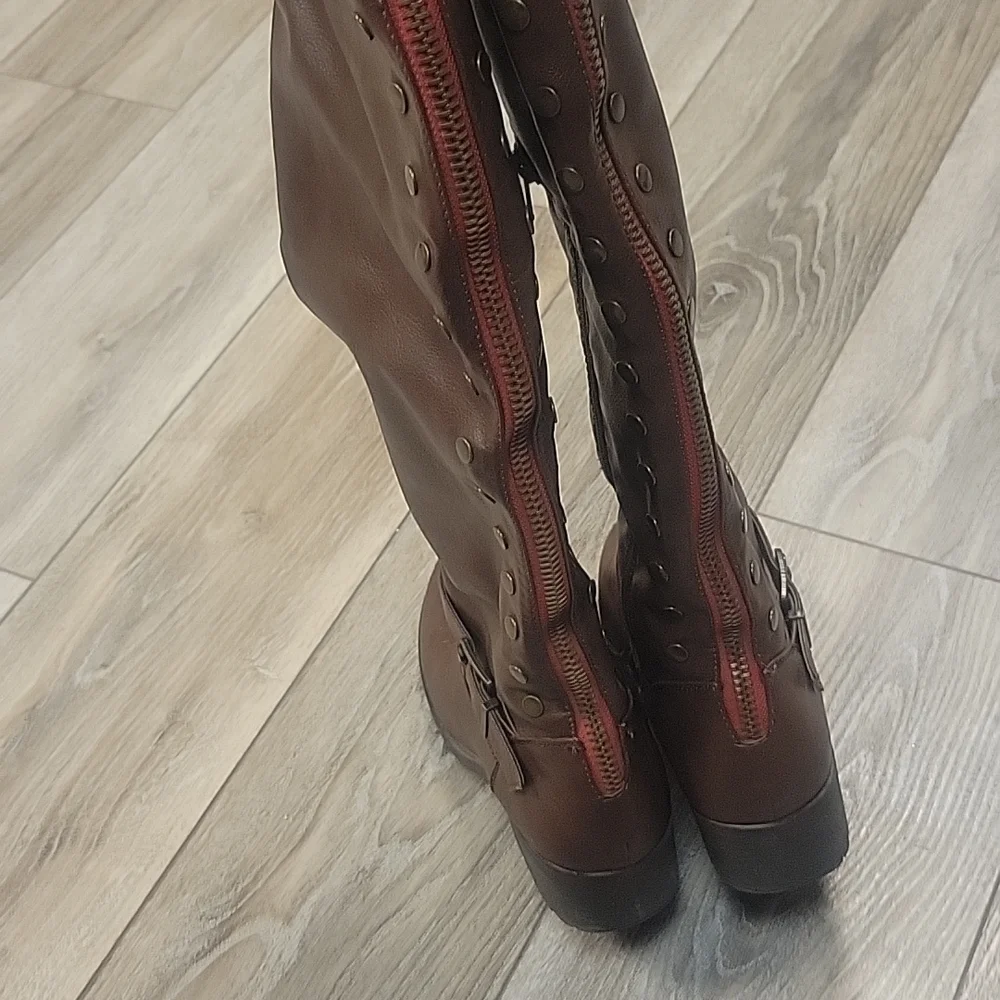 Bamboo Over the Knee Boots Dark Rusty Brown Size 8 1/2